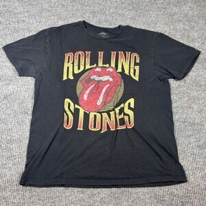 The Rolling Stones Shirt Men's XL Black Graphic Band Logo Rock Concert Tee
